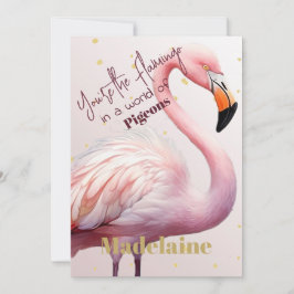 Convite Tema Flamingo, Dourado aniversário rosa
