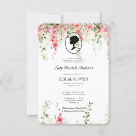 Convite Tema floral rosa de Bridgerton, chá de noiva Regen