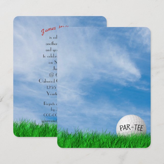 Convite tema Golfe festa de aniversário (Frente/Verso)