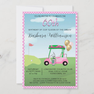 Convite Tema Golfista Senhora para Aniversário de 