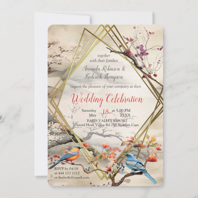 Convite Tema Japonês Serene Tranquilidade (Frente)