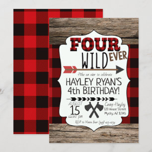 Convite Tema Lenhador Selvagem para Sempre no 4º Aniversár