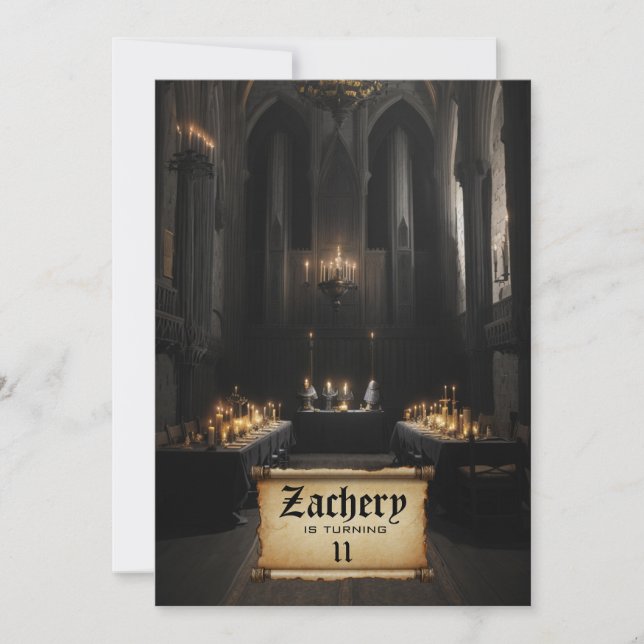 Convite *~* Tema Medieval AP88 Castle Birthday (Frente)