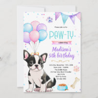 convite tema menina Boston Terrier
