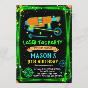 convite tema menino de Neon Laser Tag