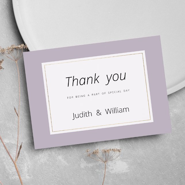 Convite Tema minimalista de lavanda pastel moderna obrigad (Modern pastel lavender minimalist theme Thank You)