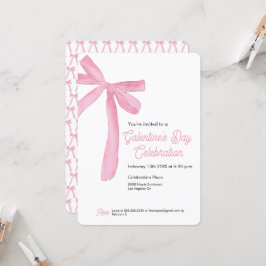 Convite Tema moderno do arco da fita rosa-do-dia Galentine