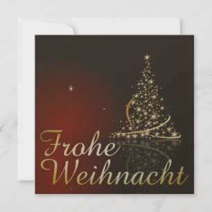 Convite Tema natalino vermelho com árvore de Natal dourada