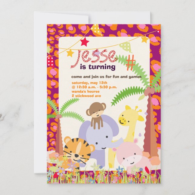 Convite Tema/Partido Personalizado/Fotografia Selva (Frente)