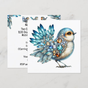 Convite Tema Pássaros Brilho Preciosos