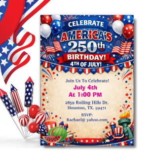 Convite Tema Patriótico 250º BBQ dos 250 anos da América
