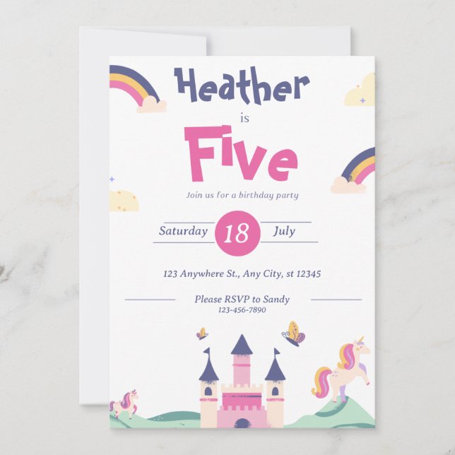 Convite - Tema Princesa - Personalizar a Idade do  (Frente)