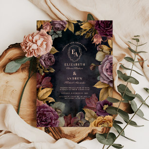 Convite Tema Romântico de Casamento de Sangue de outono