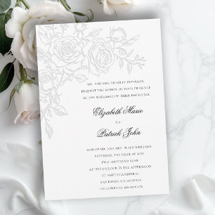 Convite Tema Rosa Amada Branco Formal Clássico Casamento