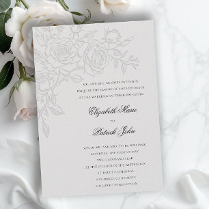 Convite Tema Rosa Amada Marfim Formal Clássico Casamento