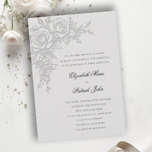 Convite Tema Rosa Atemporal Marfim Casamento Formal Clássi