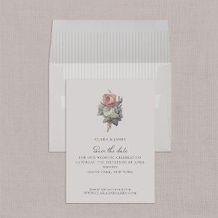 Convite Tema rosa, vintage, rosa romântico salve a data