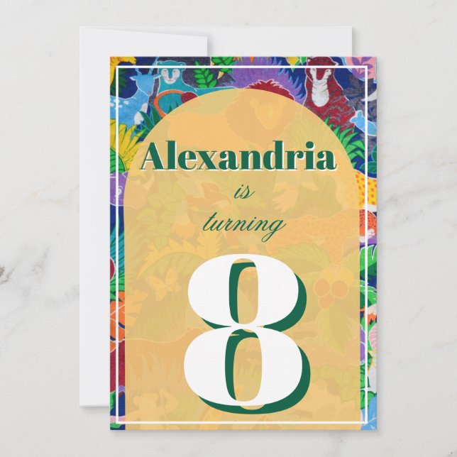 Convite Tema Safari Colorido Aniversário Ocupado (Frente)