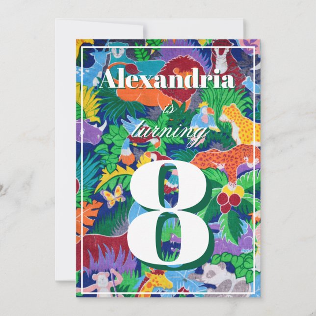 Convite Tema Safari Colorido Aniversário Ocupado (Frente)