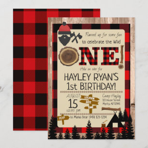 Convite Tema selvagem do lenhador da flanela do primeiro