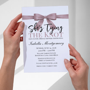 Convite Tema She's Tying the Knot com Laço Roxo Claro