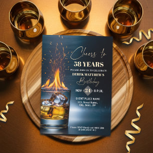 Convite Tema Uísque Dourado para Homens no 58º Aniversário