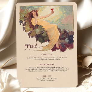 Convite Tema Vinho Arte Nouveau Janto Casamento Menu Flora