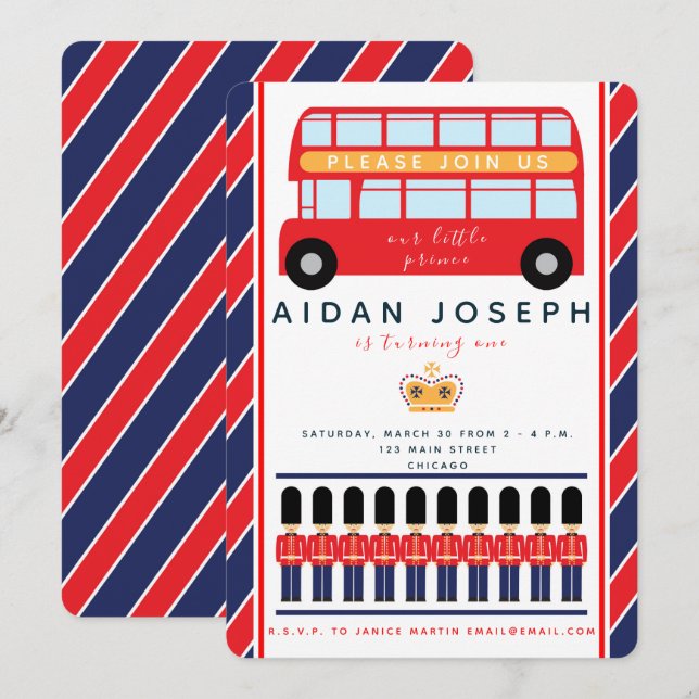 Convite temático britânico (Frente/Verso)