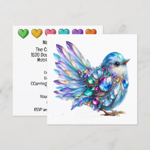 Convite Temático de Pássaros Preciosos com Brilho