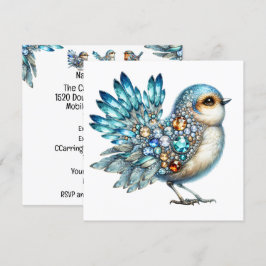 Convite Temático de Pássaros Preciosos com Brilho