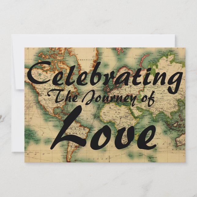 Convite temático do casamento do mapa do mundo do (Frente)
