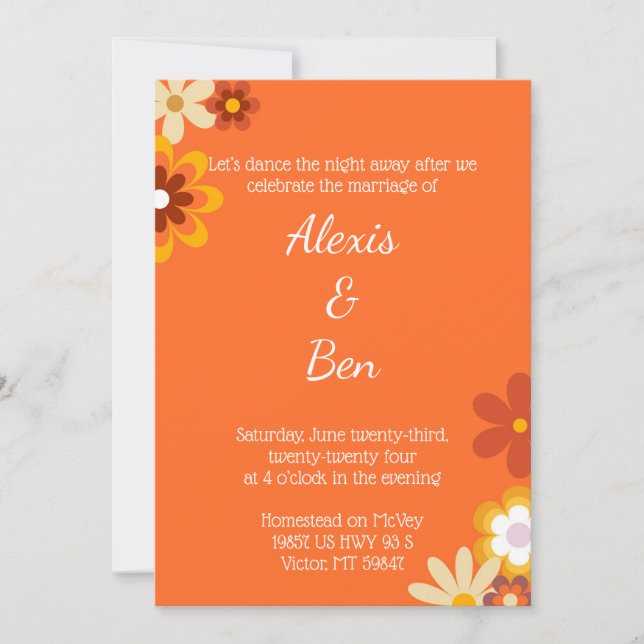 Convite Temático Retro Anos 70 Flower Power (Frente)