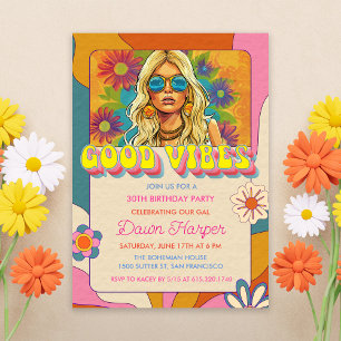 Convite Temático Retro Groovy Hippie dos Anos 60