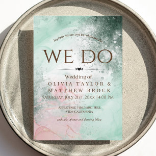 Convite Temos! Casamento Moderno Emerald Green Watercolor