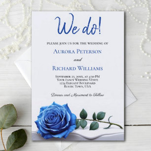 Convite Temos. Casamento Romântico Real Rosa Azul Elegante