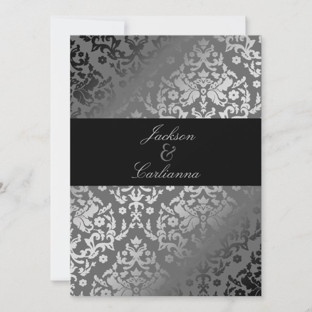 Convite Tempestade de Cinza Damask 311-Dazzling Convide 5, (Frente)