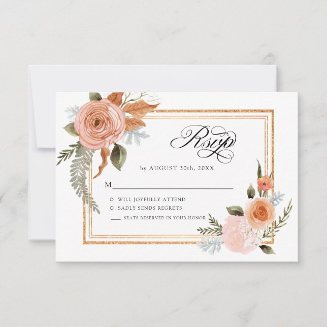 Convite TEMPLATE Floral Elegante Burgundy Flores Rosadas D (Frente)