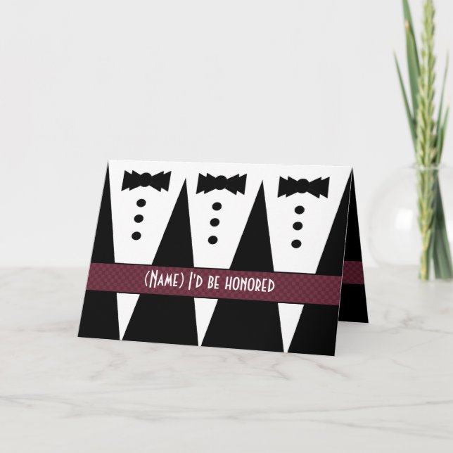 Convite Template for BRIDESMAN Invitation - 3 Tuxedos (Frente)