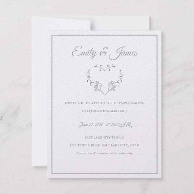 Convite Temple Wedding Invitation-Rico Heart (Frente)
