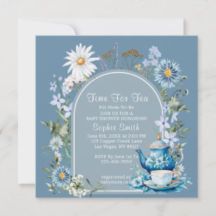 Convite Tempo Azul Dusty Para O Chá de fraldas De Tea Wild