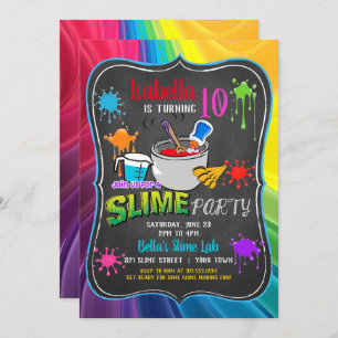Convite Tempo de Slime Festa de aniversário Primária do Ar