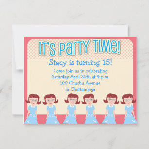 Convite Tempo do partido da menina do anos 50 do