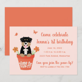 Convite Tempo Para Cachorros Australianos Pawty