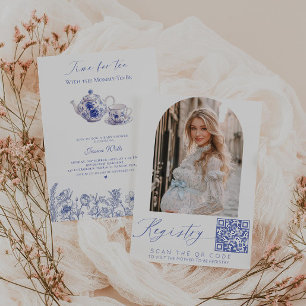 Convite Tempo para Chá de fraldas de código QR de Foto do