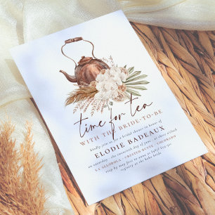 Convite Tempo Para O Chá de panela Tea Boho Floral Terraco