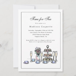 Convite Tempo Whimsical Elegante para o Chá de fraldas Tea