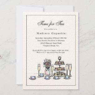 Convite Tempo Whimsical Elegante para o Chá de fraldas Tea