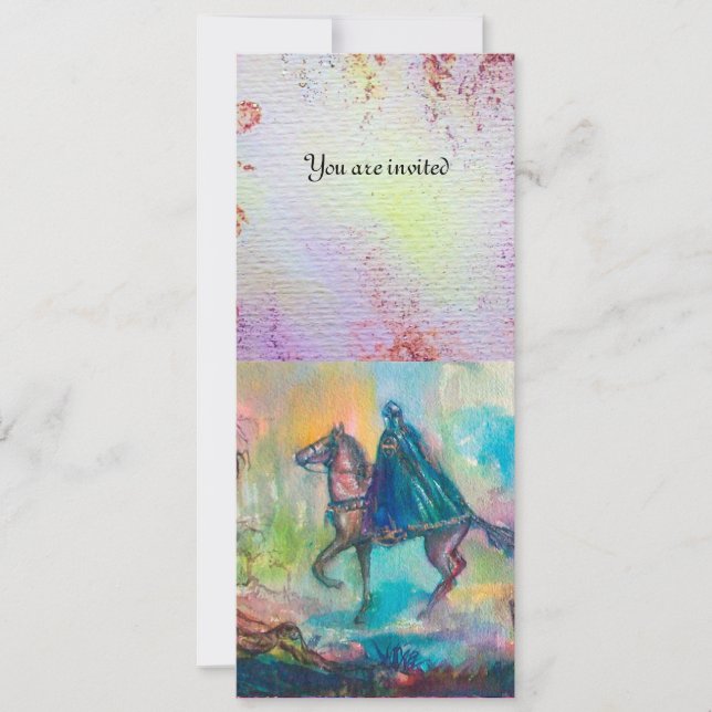 Convite TEMPTAÇÃO Cavaleiro escuro e tesouro do diabo, azu (Frente)