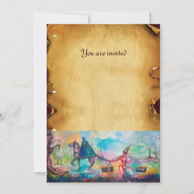 Convite TEMPTAÇÃO Cavaleiro Escuro, Pergaminho do Tesouro  (Frente)