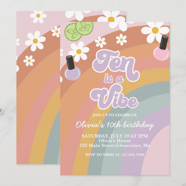 Convite Ten é uma vibe Spa Rainbow 10º Aniversário (Frente/Verso)